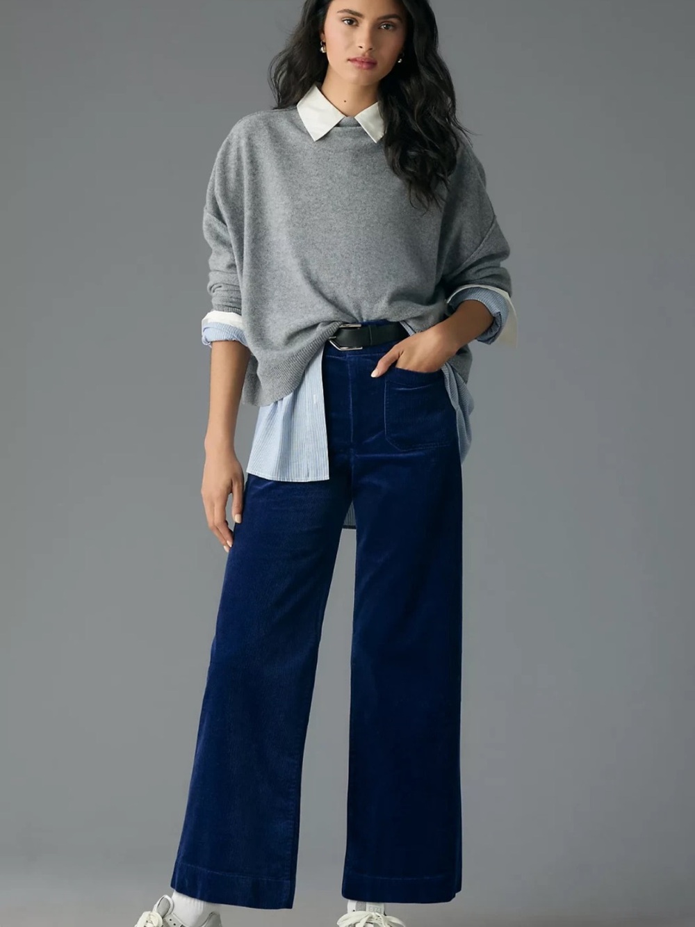 Maeve the Colette Wide-Leg Corduroy Pants in Navy Blue Sz 28 - Picture 2 of 6